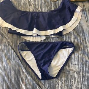 Blue n white off the shoulder two piece